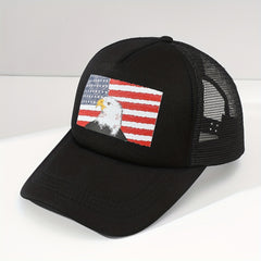 Flag Eagle Trucker Hat Printed Mesh Adjustable Baseball Cap Independence Sun Hat