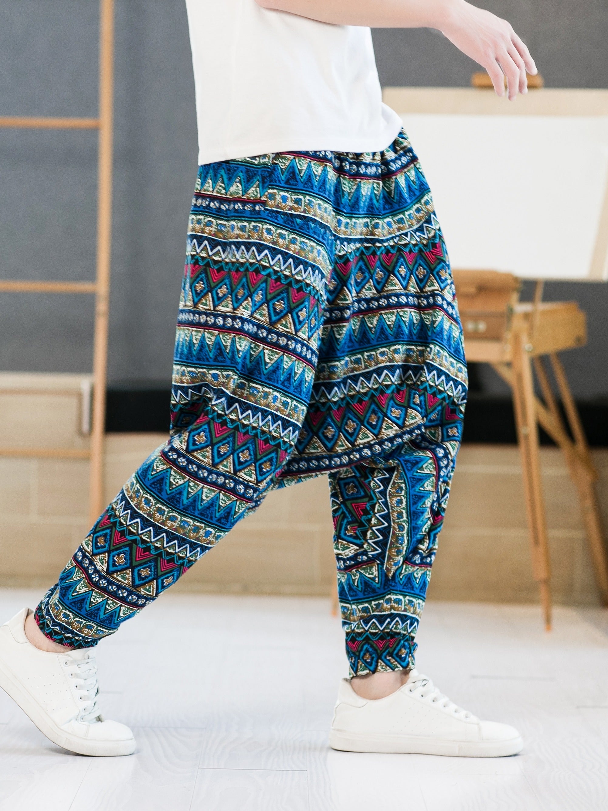 Men's Floral Harem Pants Small Size & Order Size Up