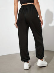 Women's Outdoor Running Casual Workout Pants Solid Loose Drawstring Athleisure