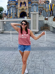 Castle & Letter Print Tank Top Women's Clothing