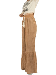 Tassel Drawstring Wide Leg Pants Casual Solid Textured Loose Pants