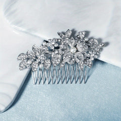 Bridal Wedding Jewelry Alloy Flower Rhinestone Comb Faux Pearl