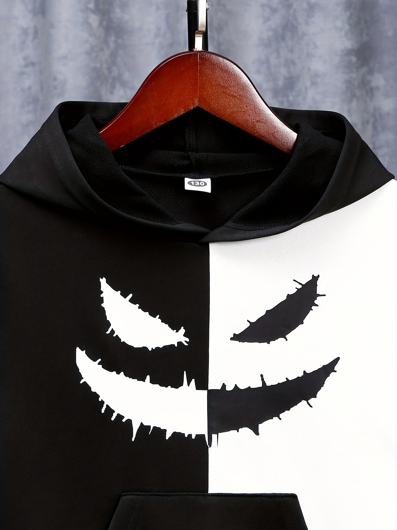 Poker K Pattern Boy's 2pcs Hoodie & Solid Sweatpants Set