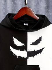Poker K Pattern Boy's 2pcs Hoodie & Solid Sweatpants Set