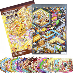 50pcs Mini House Scene Stickers Book Kapibala Cover DIY Scrapbook Decals