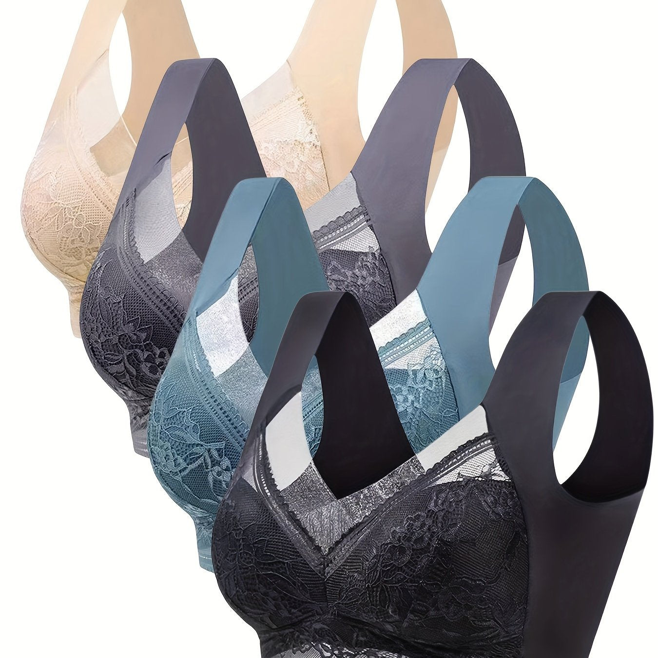 4pcs Wireless Push Up Bras Women's Lingerie