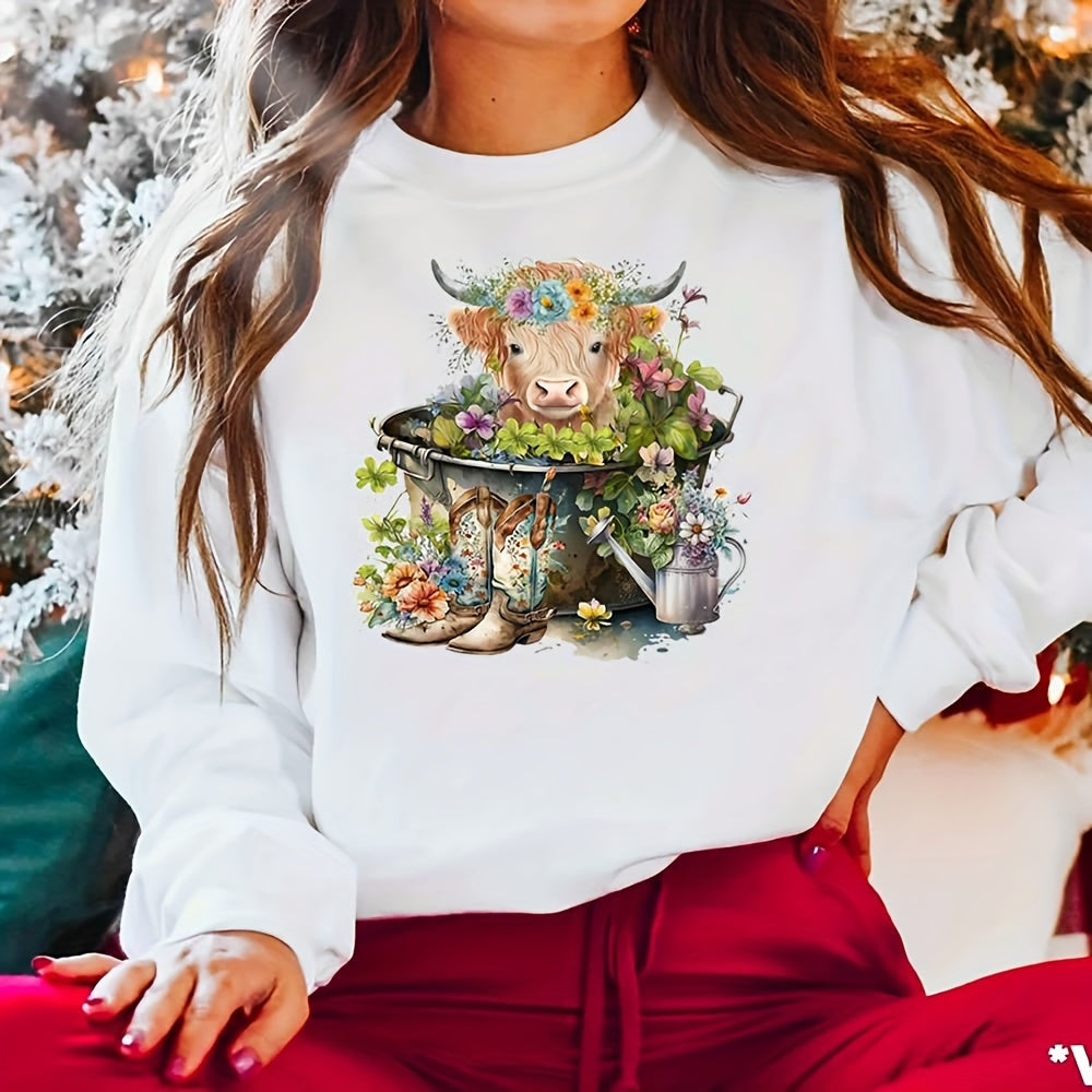 Pastoral Cattle Flower Animal Series Iron On Patches HTV Vinyl DIY T Shirts
