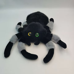 Plush Spider Toy with Colorful Eyes Soft Fluffy & Grey Body Long Legs Home Decor