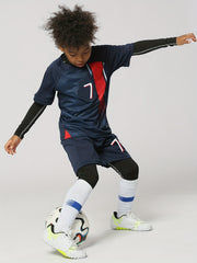 Quick Dry Kids Football Jersey & Shorts Set For Training - Striped Design