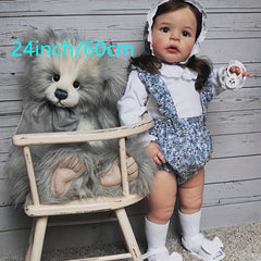 24in Reborn Toddler Girl Doll Soft Touch 3D Skin Art Doll Gift