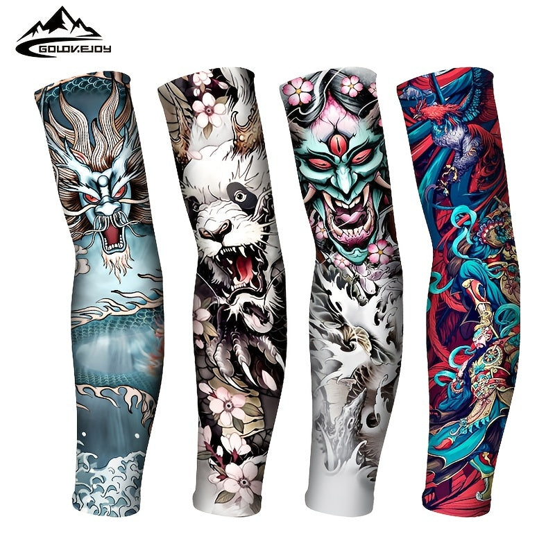 Ice Silk Tattoo Arm Sleeve Seamless Sun Protection for Outdoor Sports