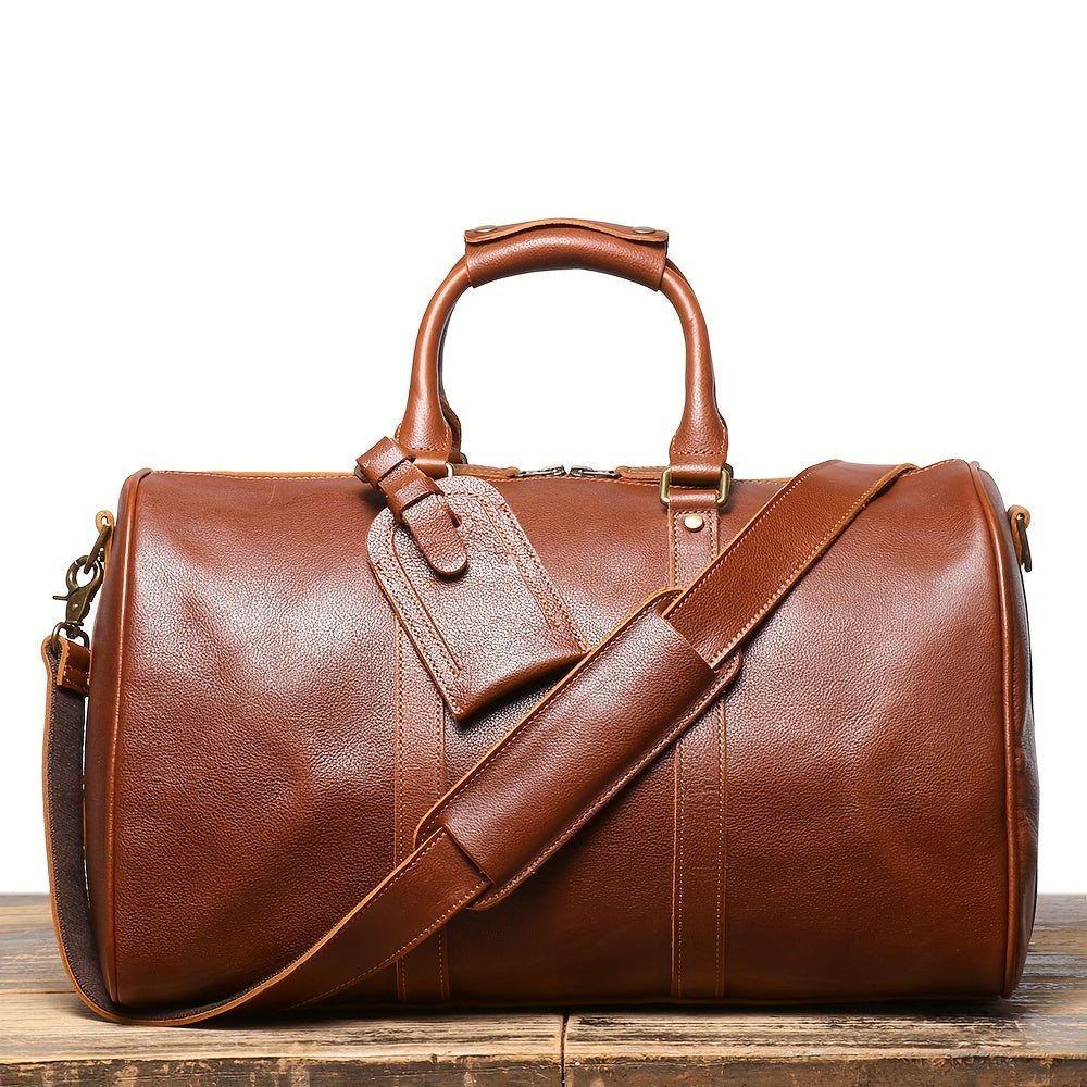 Vintage Cowhide Leather Handbag for Short Trips