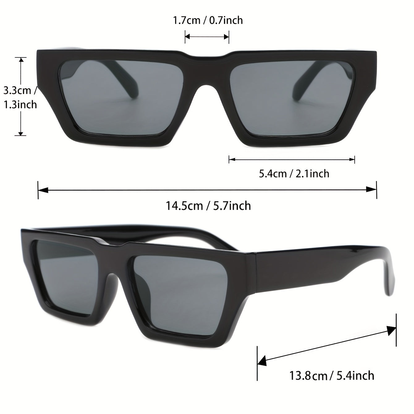 Vintage Rectangle Sunglasses Men Women 90s Retro Chunky Sun Shades