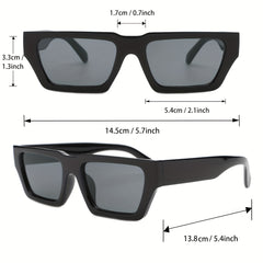 Vintage Rectangle Sunglasses Men Women 90s Retro Chunky Sun Shades