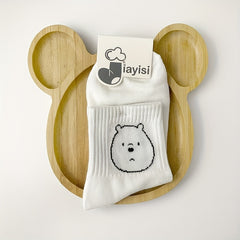 5 Pairs Bear Print Socks Women's Crew Sports Stockings