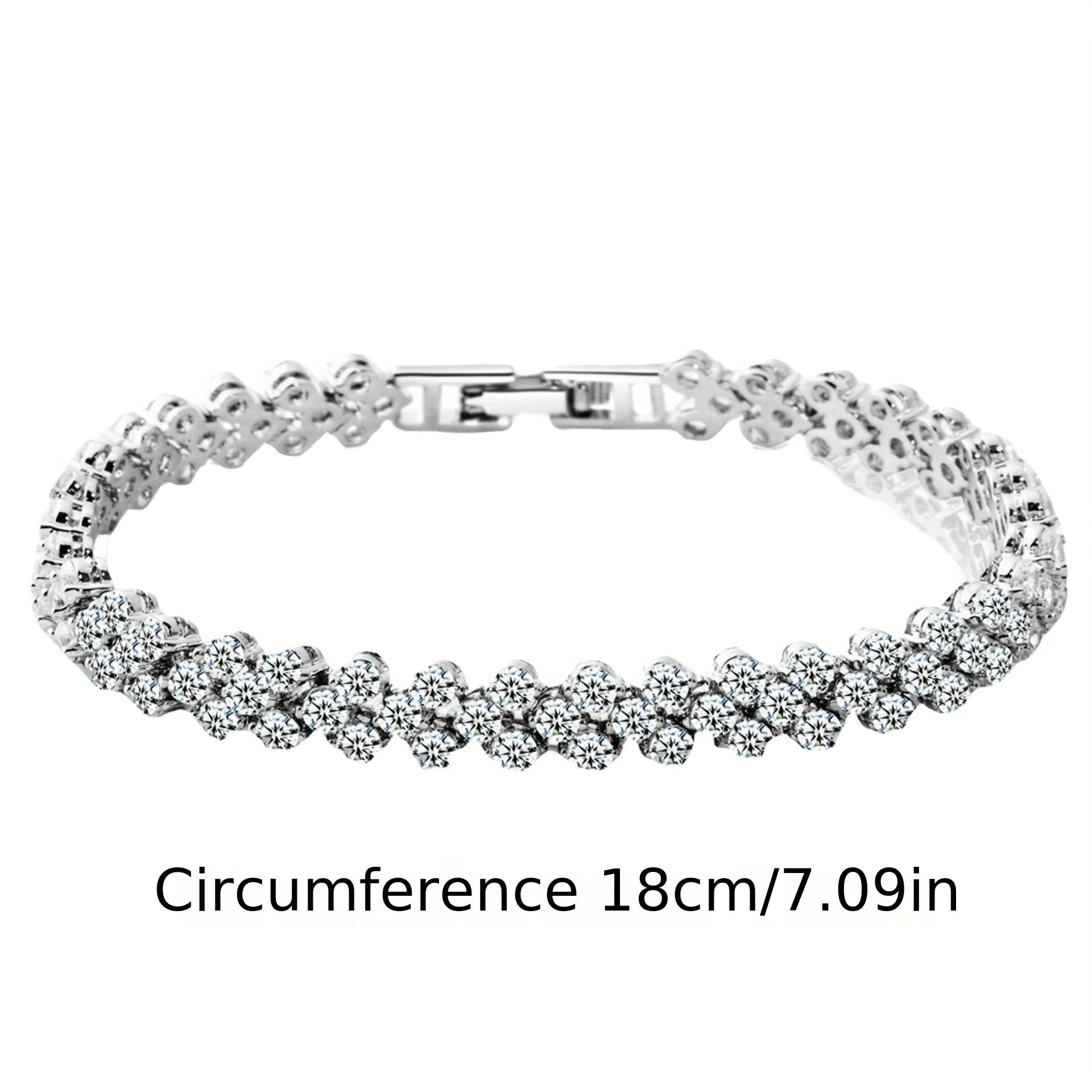 Heart Zircon Crystal Bracelet Silvery Rose Golden