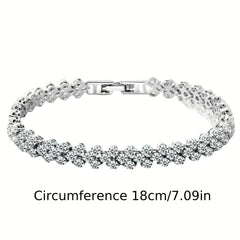 Heart Zircon Crystal Bracelet Silvery Rose Golden
