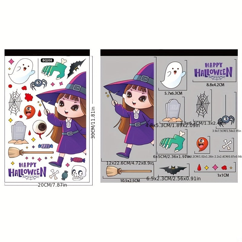 6pcs Cartoon Halloween Stickers Non Adhesive Static Stickers