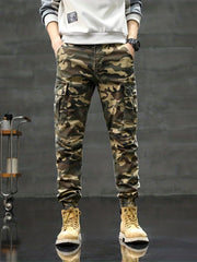 Men's Camo Cargo Pants w/ Pockets for Spring & Fall