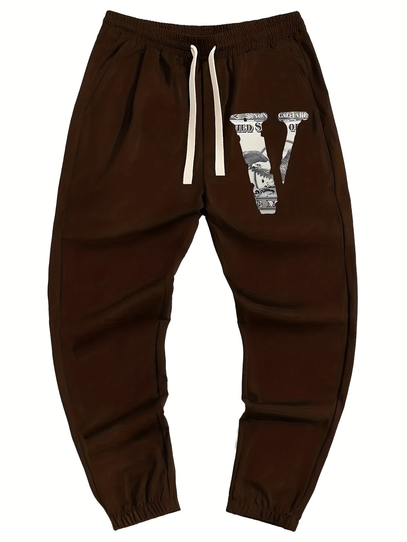 Men's Letter V Print Joggers Pants Spring Fall Fitness