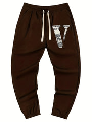 Men's Letter V Print Joggers Pants Spring Fall Fitness
