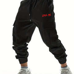 Love Me Letter Print Cargo Pants Men's Joggers For Spring