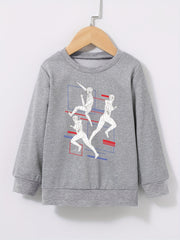 Sports Man Print Boys Sweatshirt Crew Neck Tops Kids Clothing
