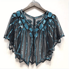 Women's Sequins Cape Vintage Embroidery Evening Party Shawl