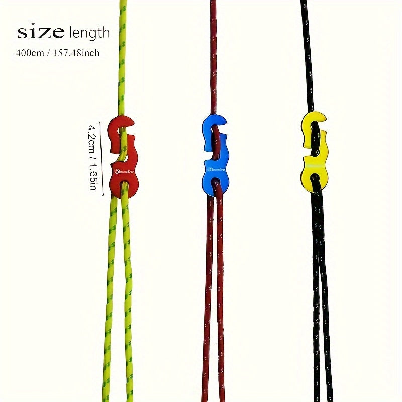 4pcs Reflective Wind Rope with Buckle for Camping