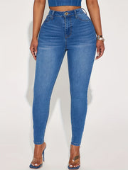 High Waist Stretchy Skinny Jeans Slim Fit Denim Pants