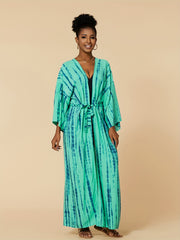 Boho Plus Tie Dye Striped Belted Cover Up