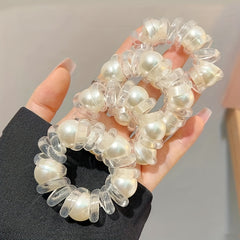 3pcs Pearl Crystal Hairband Transparent Hair Rope Headwear