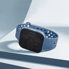 Unisex Kids Digital Watch Clear Display Silicone Band Electronic Wristwatch