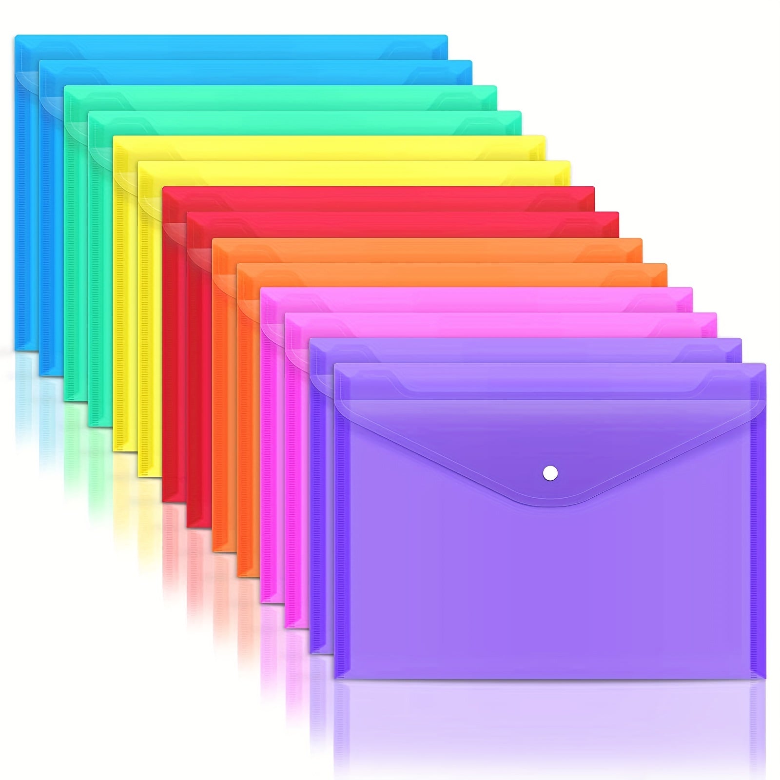 50pcs 8 Colors A4 Plastic Envelopes Set for Document Organization