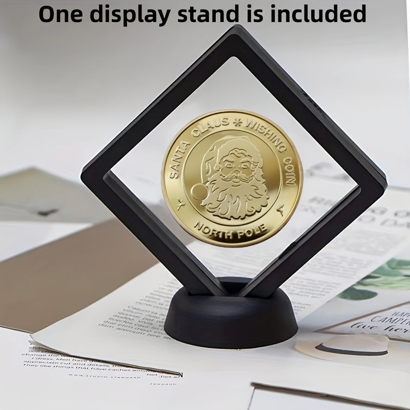 Merry Christmas Golden Coin Santa Claus Wishing Coin Display Rack