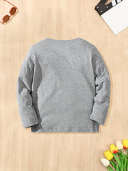 Dino & Bat Print Kid's Sweatshirt Cotton Pullover for Halloween
