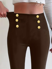 Double Breasted High Waist Skinny Pants