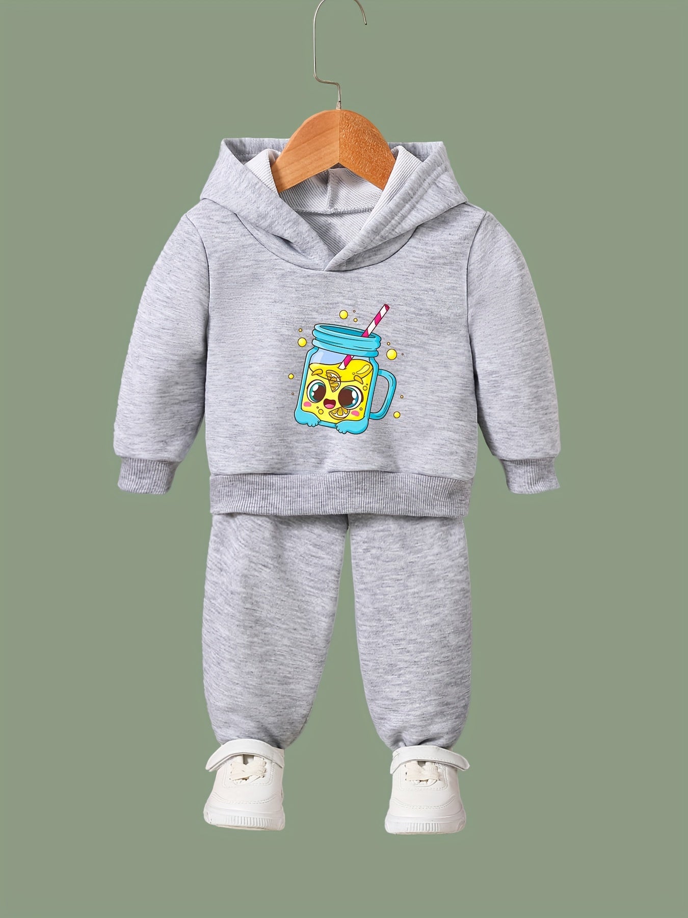 Kid's Lemonade Print Long Sleeve Hoodie & Pants Set