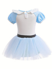 Baby Girls Poker Card Symbol Tulle Tutu Mesh Ruffled Sleeve Princess Dance Dress