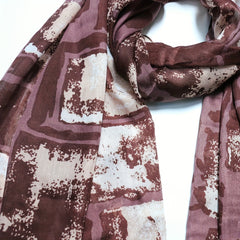 Geometric Tie Dye Print Scarf Vintage Brown Shawl