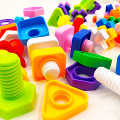 16pc Plastic Screw & Nut Building Blocks Set Puzzle Toy for Kids