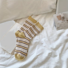 3 Pairs Colorblock Striped Socks - Women's Stockings