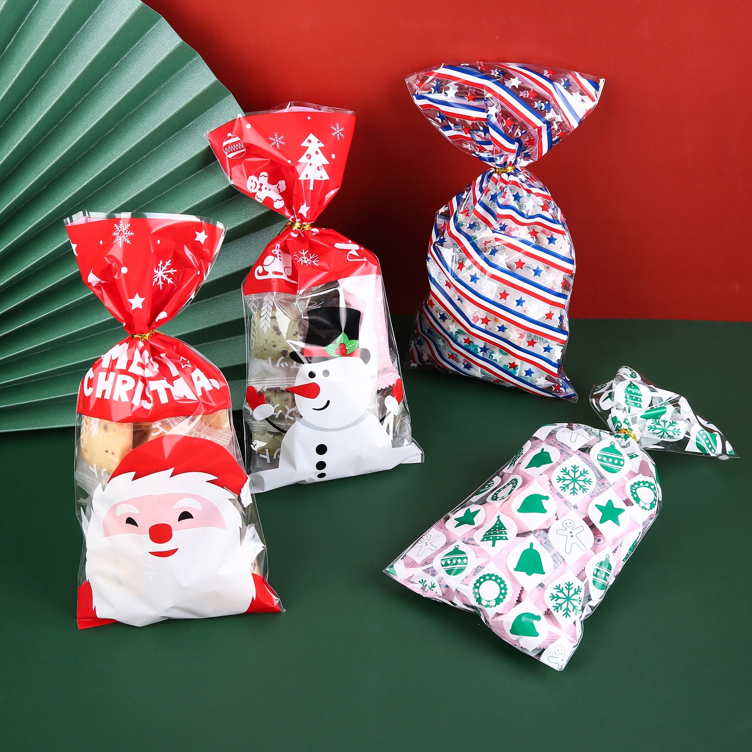 50pcs Christmas Candy Bag Santa Gift Packaging Bag Christmas Decoration