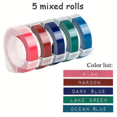 5pcs 3D Embossing Tape 9MM DIY Plastic Label Tape For Crafts Journals Planners