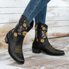 Women's Floral Embroidered Block Heel Western Boots