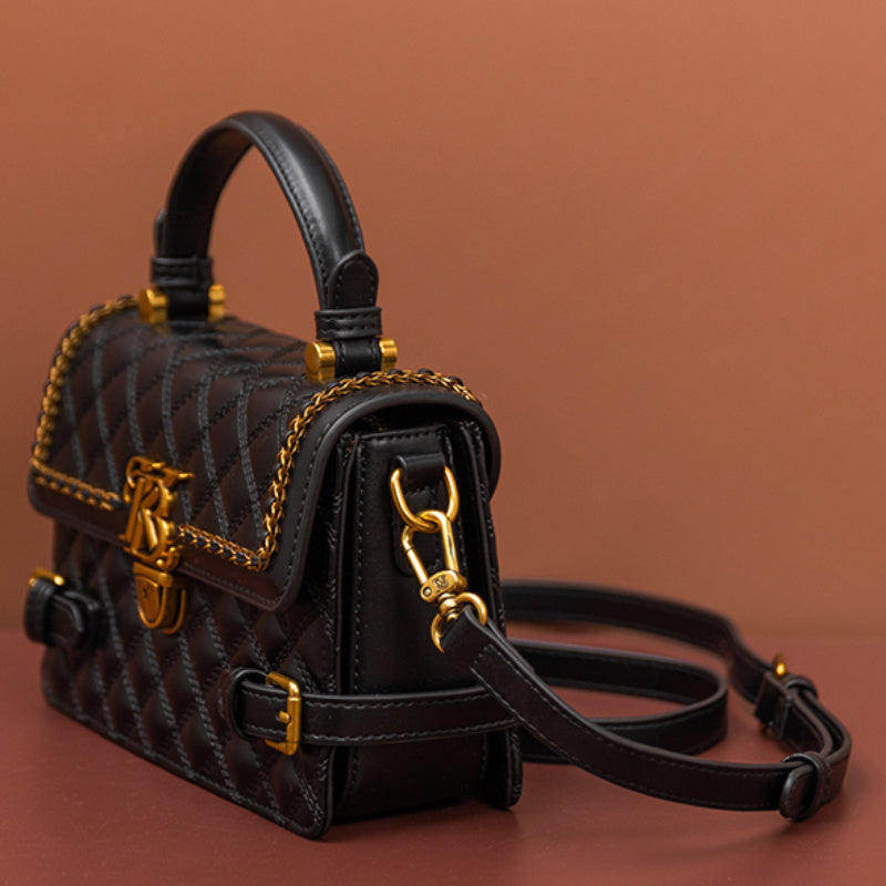 Plaid Quilted Crossbody Bag with Detachable Strap