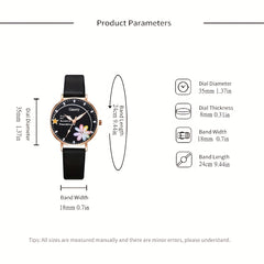 Flower Smile Face Cartoon Girls Quartz Watch Leather Daughter Gift