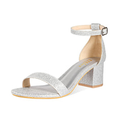 Chunky Heeled Ankle Strap Sandals Low Heels Open Toe Pumps