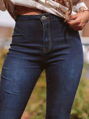 Women's High Waist Stretch Bell Bottom Jeans Retro Style