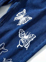 High Waist Butterfly Wide Leg Denim Pants